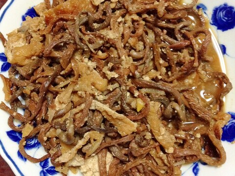 ひき肉入り☆ゼンマイと油揚げの炒め煮。